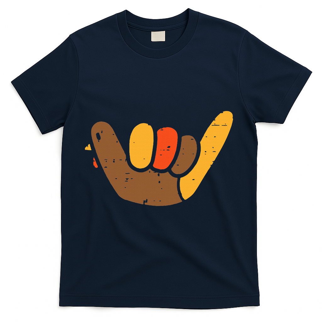 Hang Loose Thanksgiving Day Cool Shaka Sign Fall Autumn T-Shirt - Navy