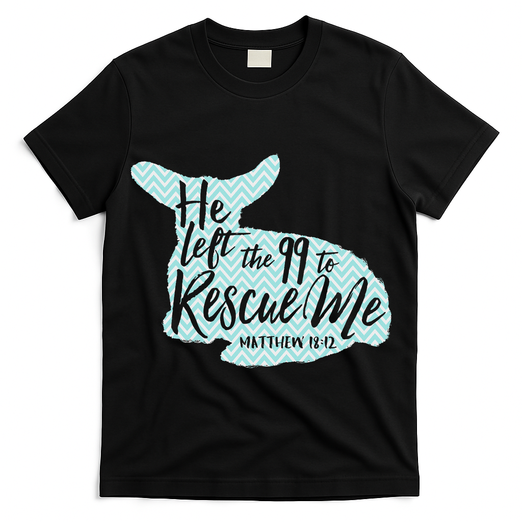 He Left The 99 To Rescue Me Green Chevron Christian T-Shirt