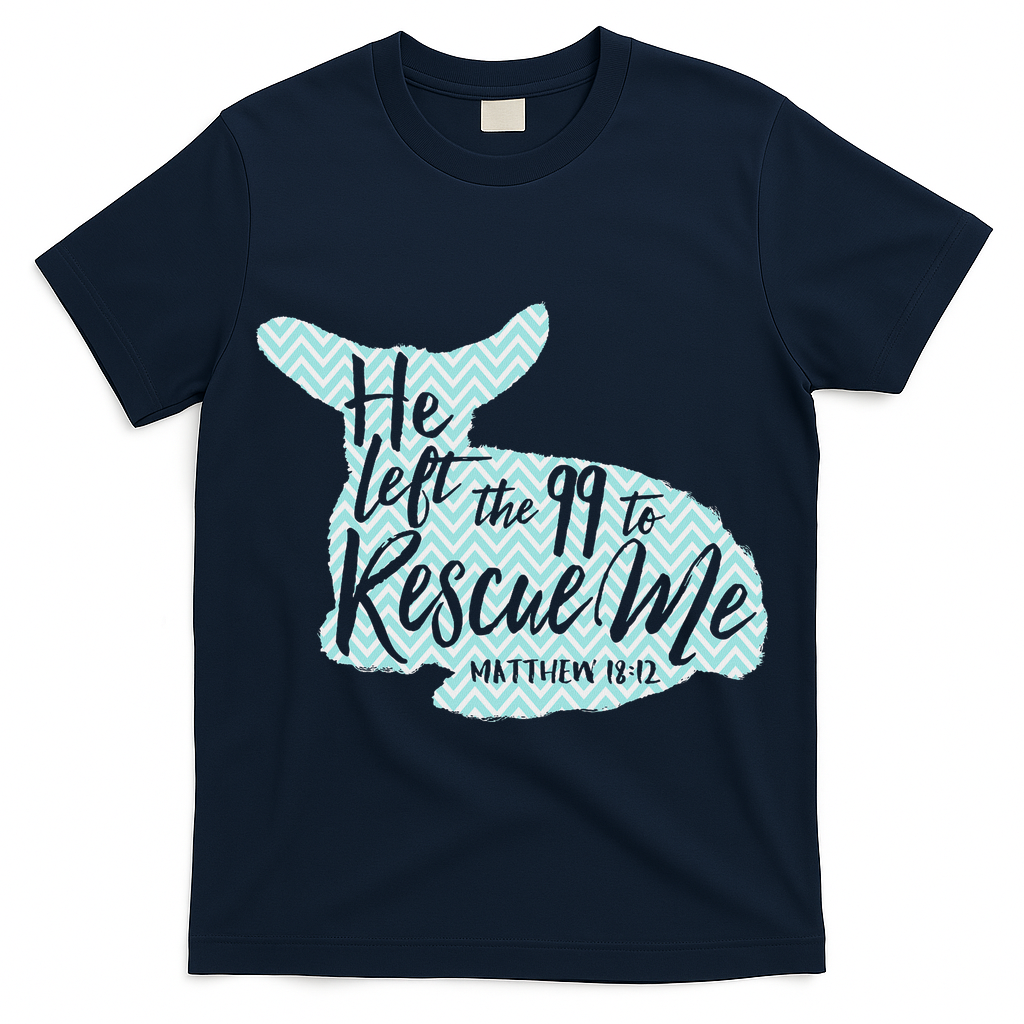 He Left The 99 To Rescue Me Green Chevron Christian T-Shirt