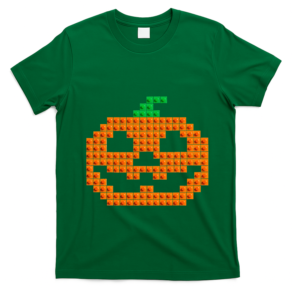 Halloween Master Builder Pumpkin Brick Building Block T-Shirt - Irish Green