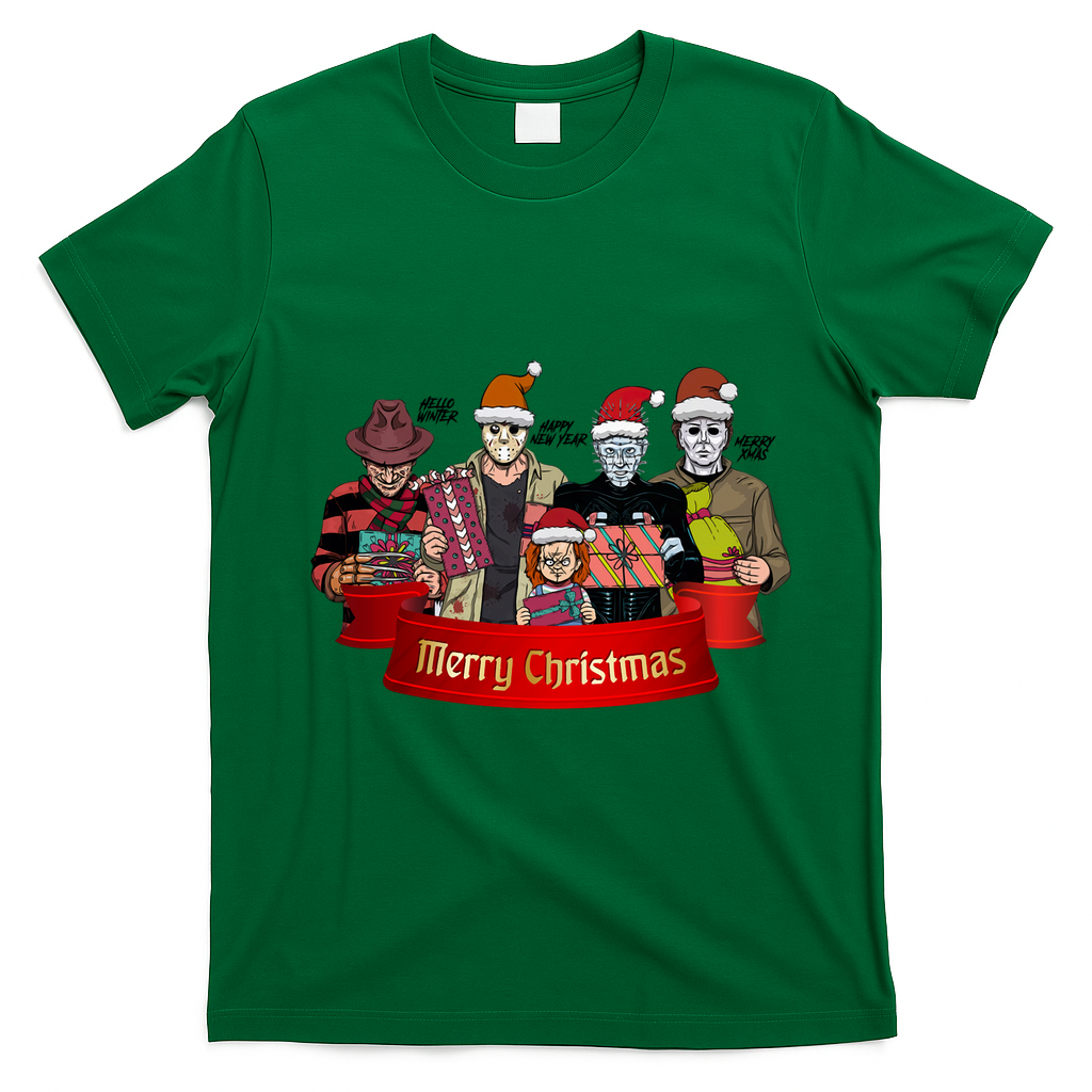 Horror Merry Christmas Halloween Friends Funny Costume T-Shirt - Irish Green