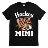 Hockey Mimi Leopard Heart Ice Hockey Grandma Great Gift T-Shirt - Black