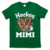 Hockey Mimi Leopard Heart Ice Hockey Grandma Great Gift T-Shirt - Irish Green
