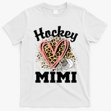 Hockey Mimi Leopard Heart Ice Hockey Grandma Great Gift T-Shirt - White