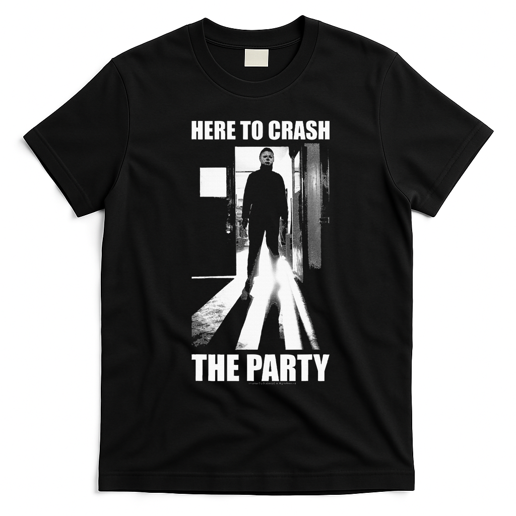 Halloween M.I.C.H.A.E.L Myers Here To Crash The Party T-Shirt - Black