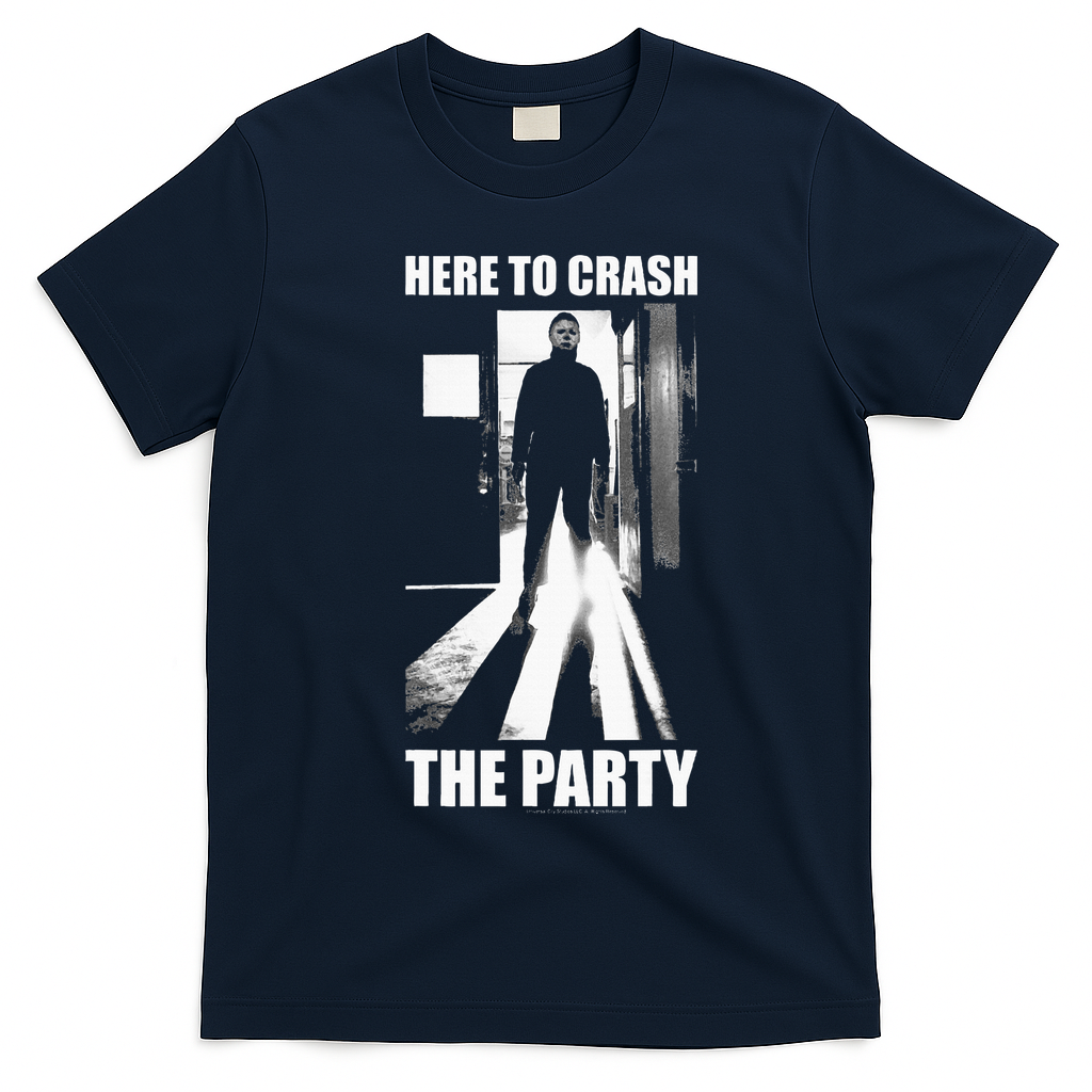 Halloween M.I.C.H.A.E.L Myers Here To Crash The Party T-Shirt - Navy Blue