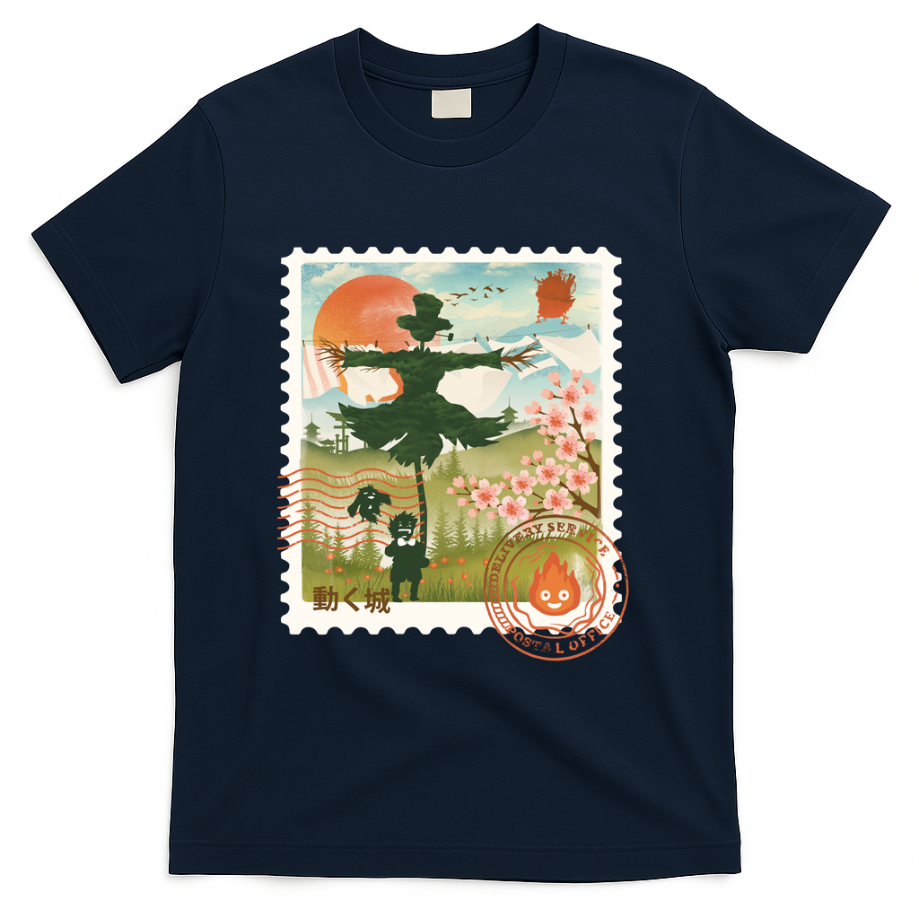 Howl's Moving Mail Stamp - Navy