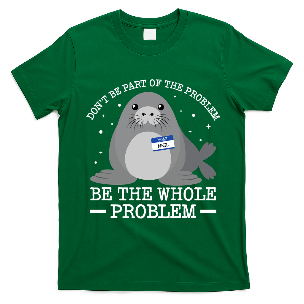 Hello My Name Is Neil Funny Seal Character Gift T-Shirt - Irish Green