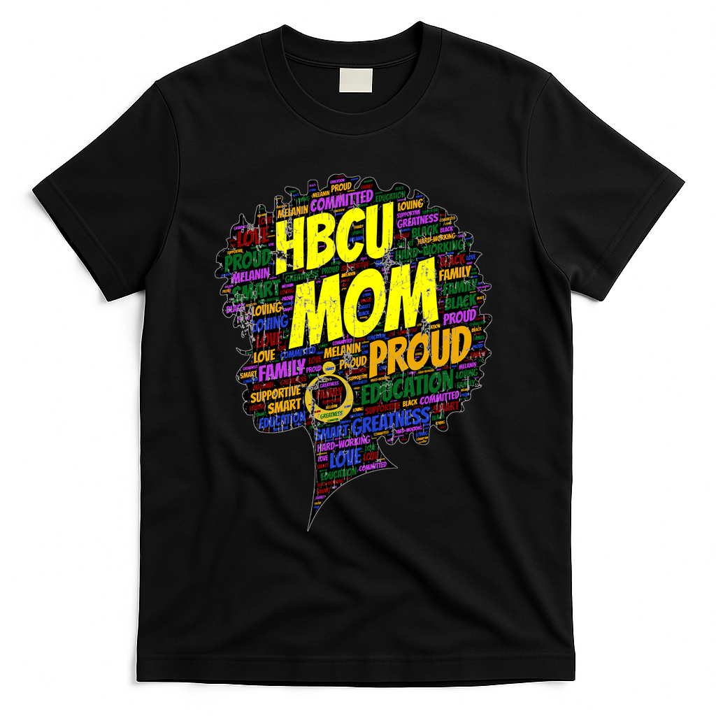 HBCU Mom Parent Graduation Afro For Women Vintage T-Shirt - Black