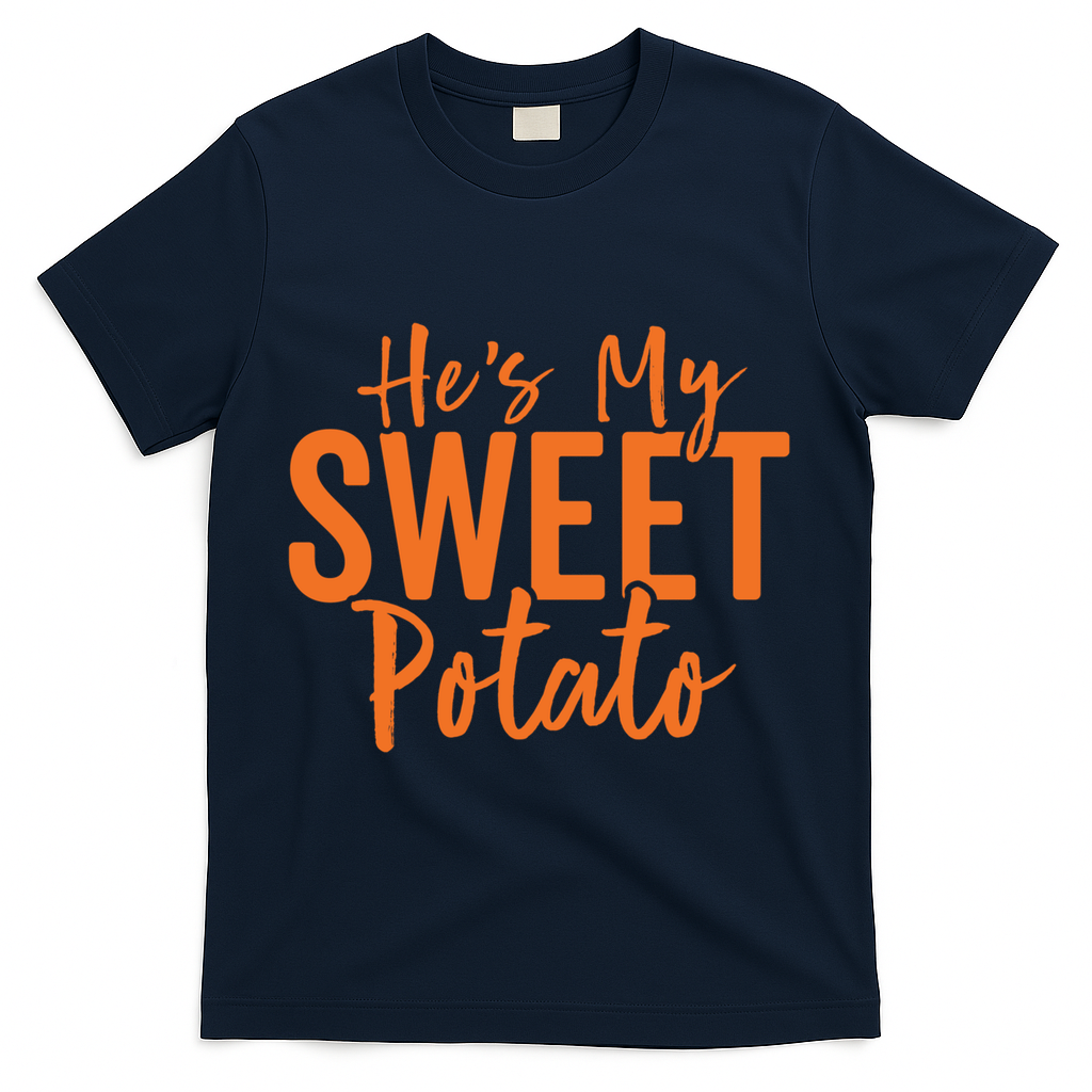 Hes My Sweet Potato Gift I Yam Set Thanksgiving Matching Great Gift T-Shirt - Navy