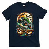Halloween Monster Truck Jack O Lantern Trick Treat T-Shirt - Navy Blue
