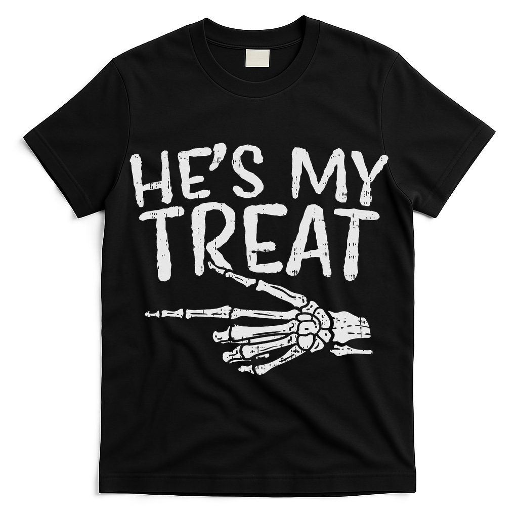 Hes My Treat Skeleton Matching Couple Halloween Costume Hers T-Shirt