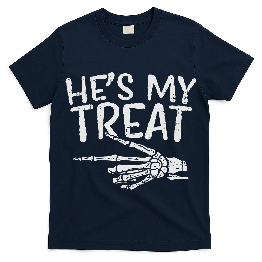 Hes My Treat Skeleton Matching Couple Halloween Costume Hers T-Shirt