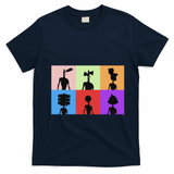 Horror Monster With Sirens For Heads Horror T-Shirt - Navy Blue
