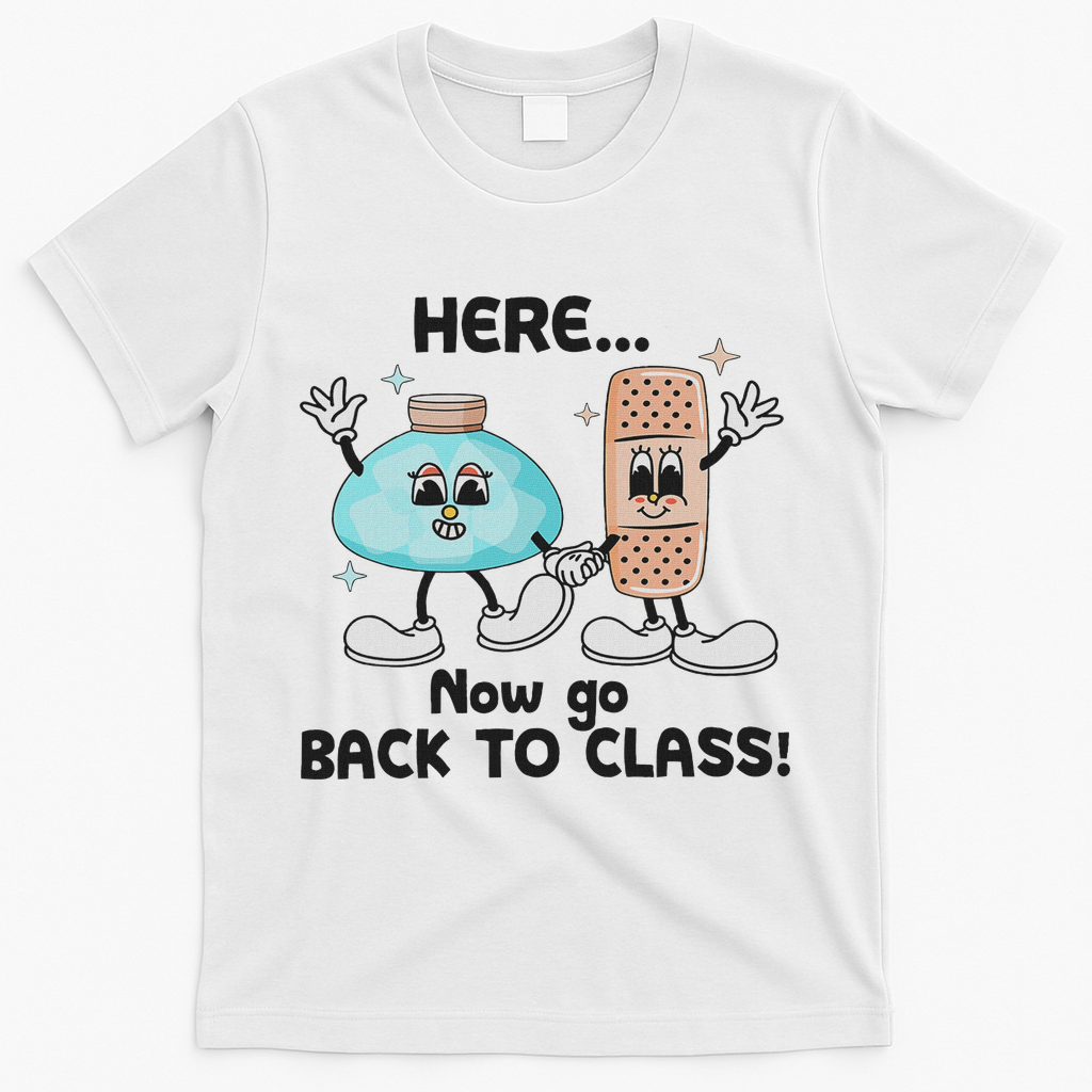 Here Now Go Back To Class School Nurse Medical Professional T-Shirt - White