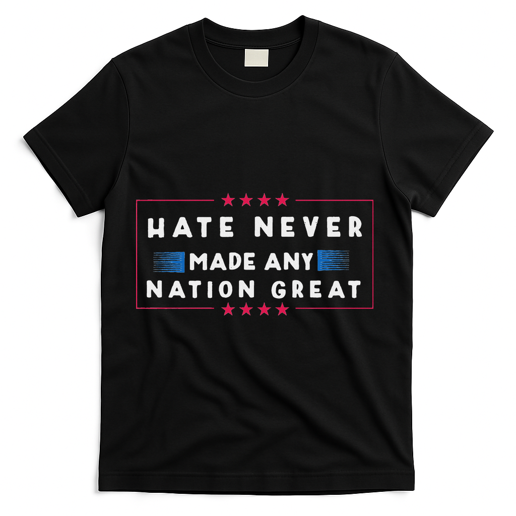 Hate Never Made Any Nation Great Funny Anti Trump T-Shirt - Black