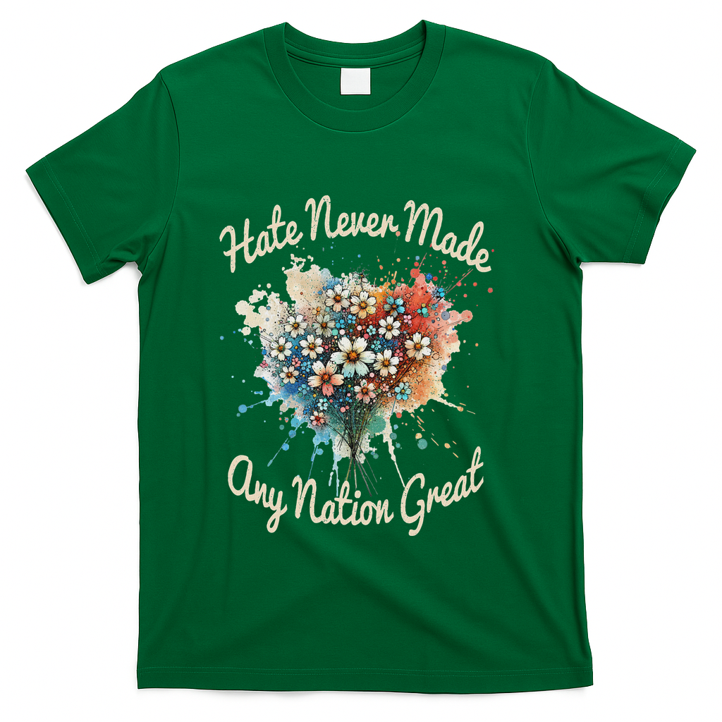 Hate Never Made Any Nation Great Funny Anti Trump 2025 T-Shirt - Green