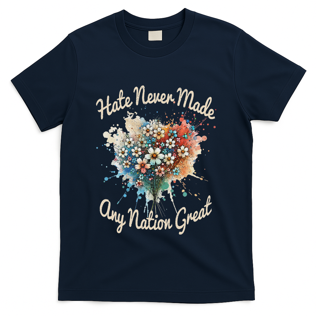 Hate Never Made Any Nation Great Funny Anti Trump 2025 T-Shirt - Navy