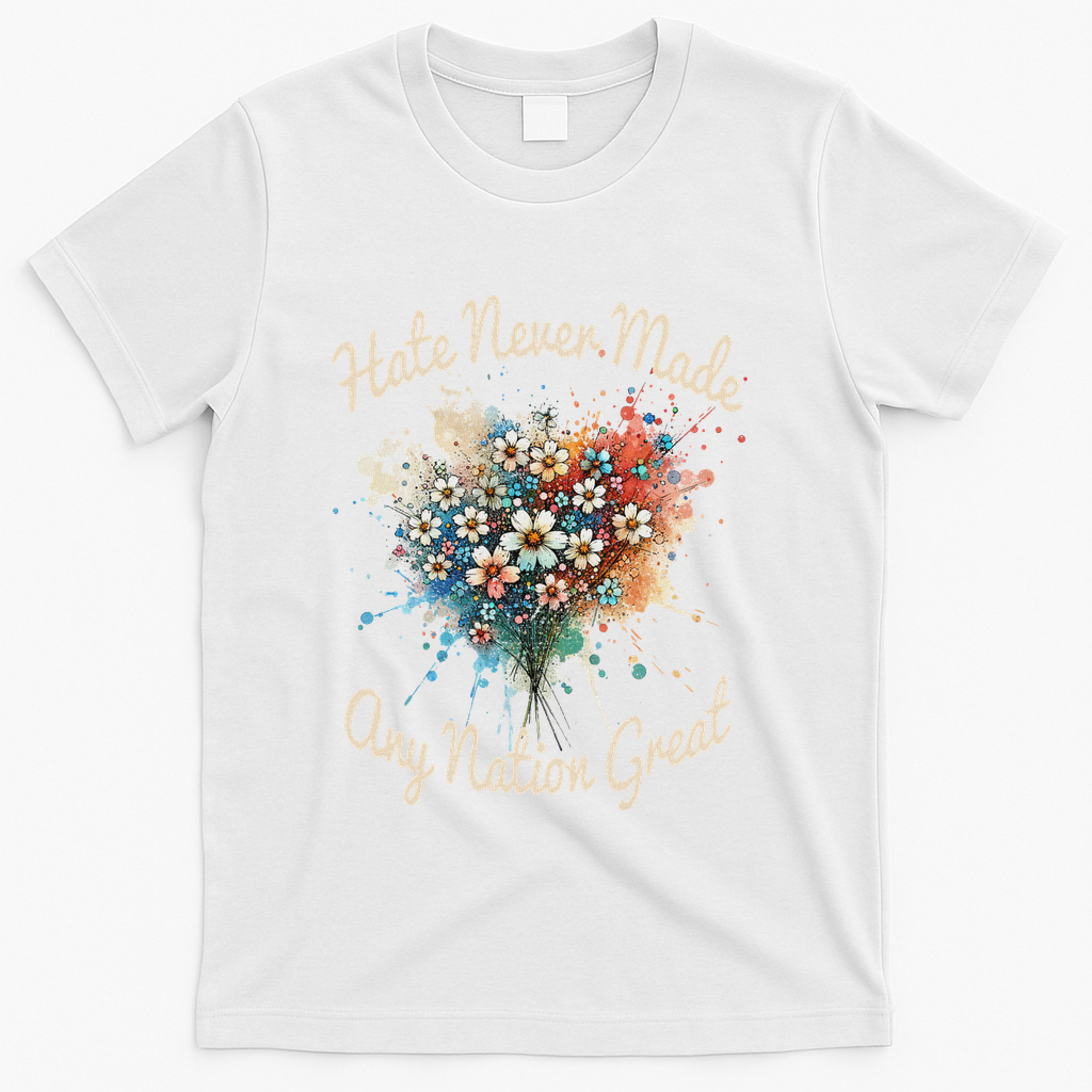 Hate Never Made Any Nation Great Funny Anti Trump 2025 T-Shirt - White