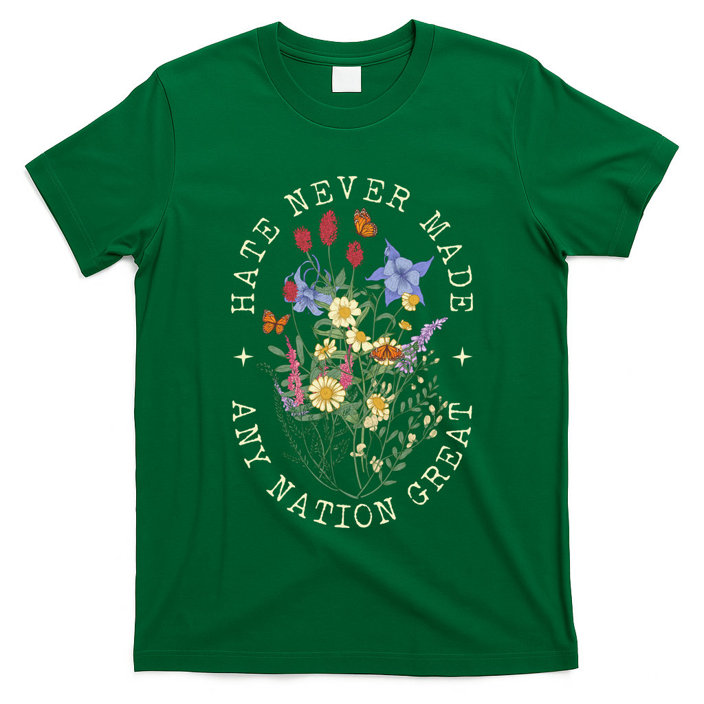Hate Never Made Any Nation Great Anti Trump Vintage Flowers T-Shirt