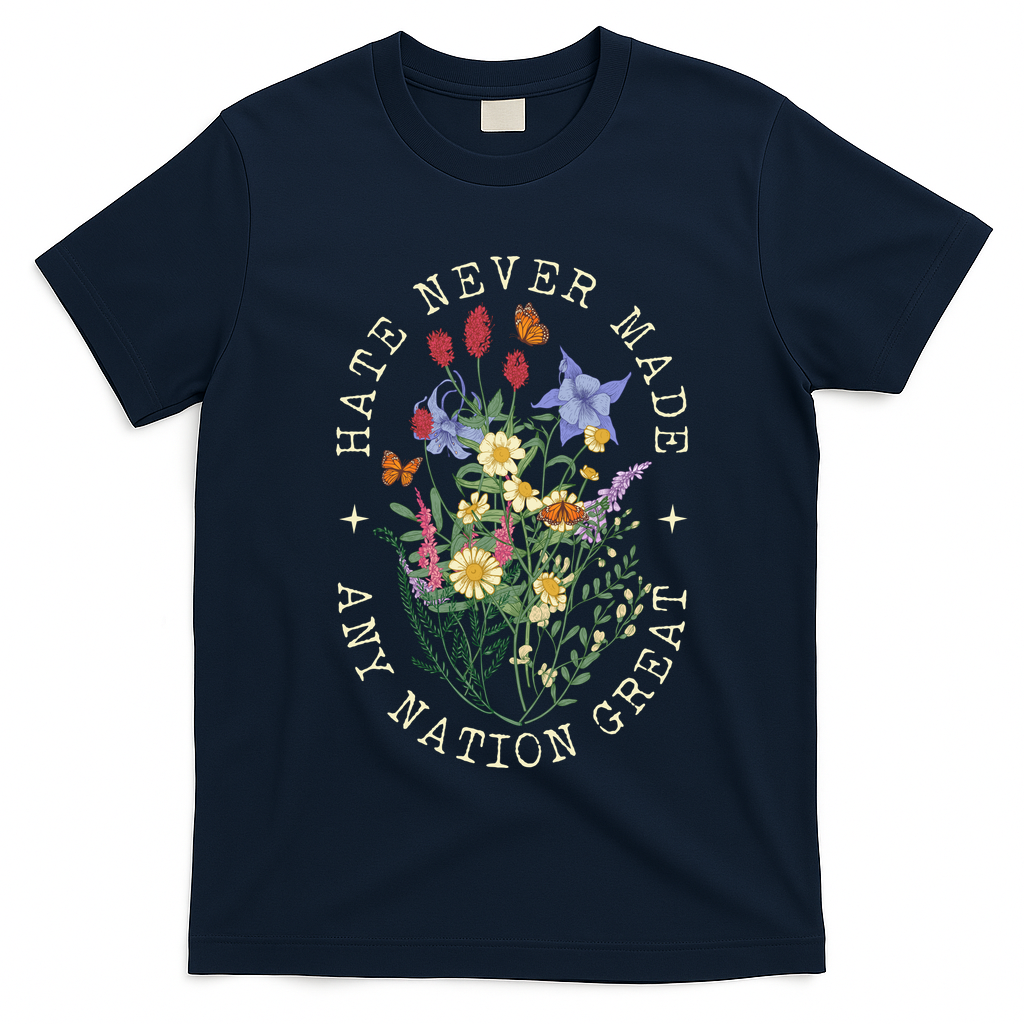 Hate Never Made Any Nation Great Anti Trump Vintage Flowers T-Shirt