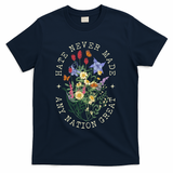 Hate Never Made Any Nation Great Anti Trump Vintage Flowers T-Shirt - Navy