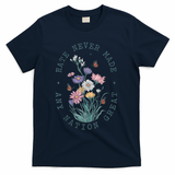 Hate Never Made Any Nation Great Anti Trump Floral Butterflies T-Shirt - Navy