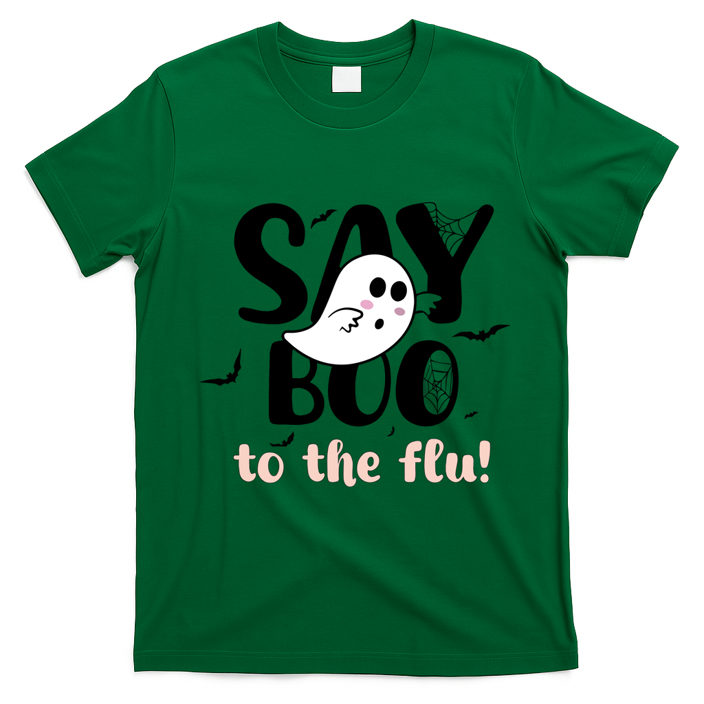 Halloween Nurse Say Boo To The Flu T-Shirt - Irish Green