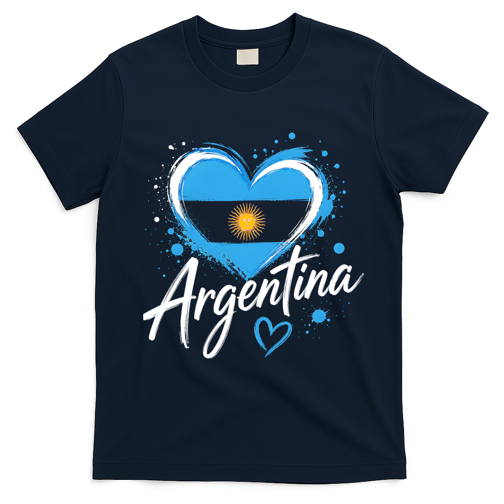 Heart of Argentina Graphic for Proud Fans T-Shirt - Navy Blue