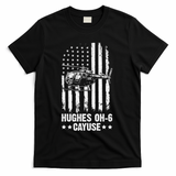 Hughes OH-6 Cayuse American Flag Helicopter T-Shirt - Black