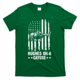 Hughes OH-6 Cayuse American Flag Helicopter T-Shirt - Green