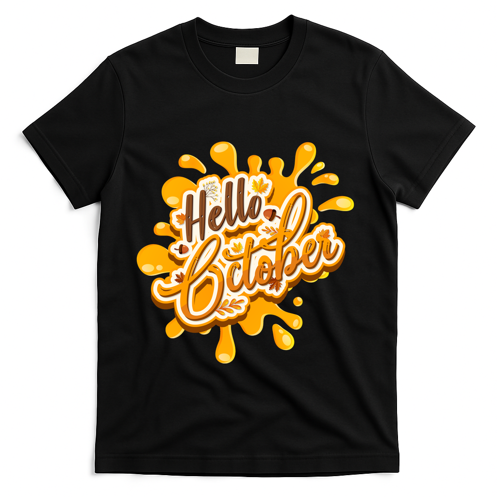 Hello October Fun Fall T-Shirt - Black
