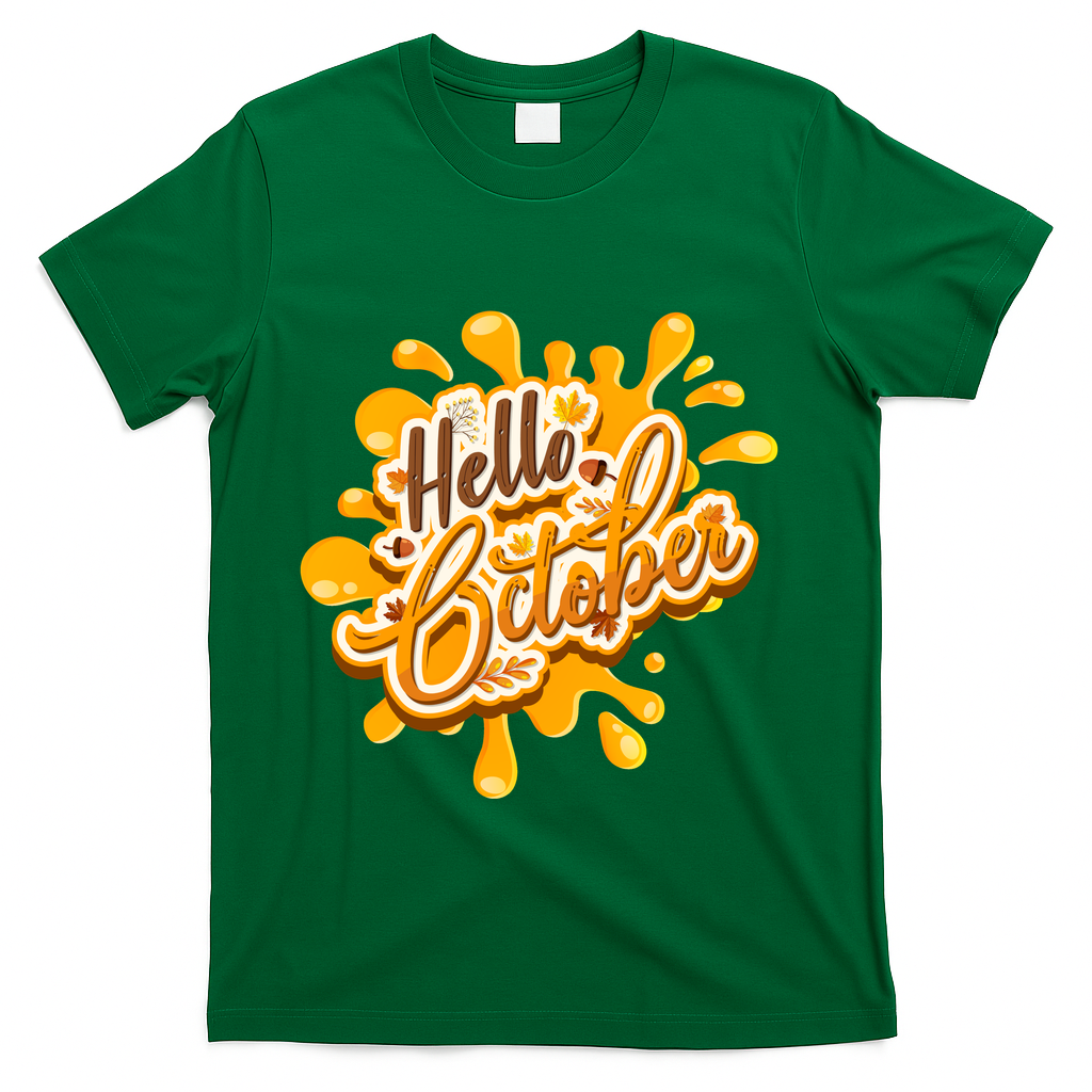 Hello October Fun Fall T-Shirt - Green