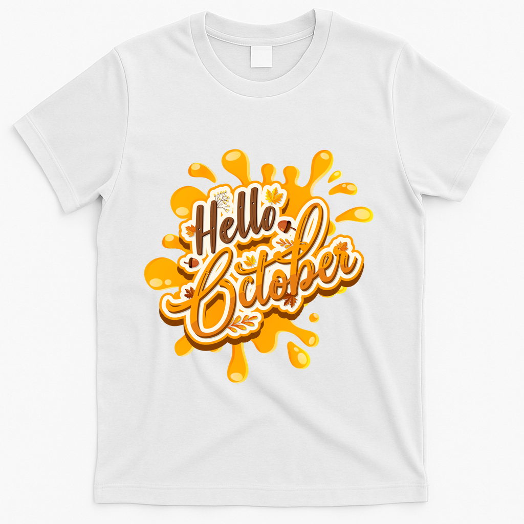 Hello October Fun Fall T-Shirt - White