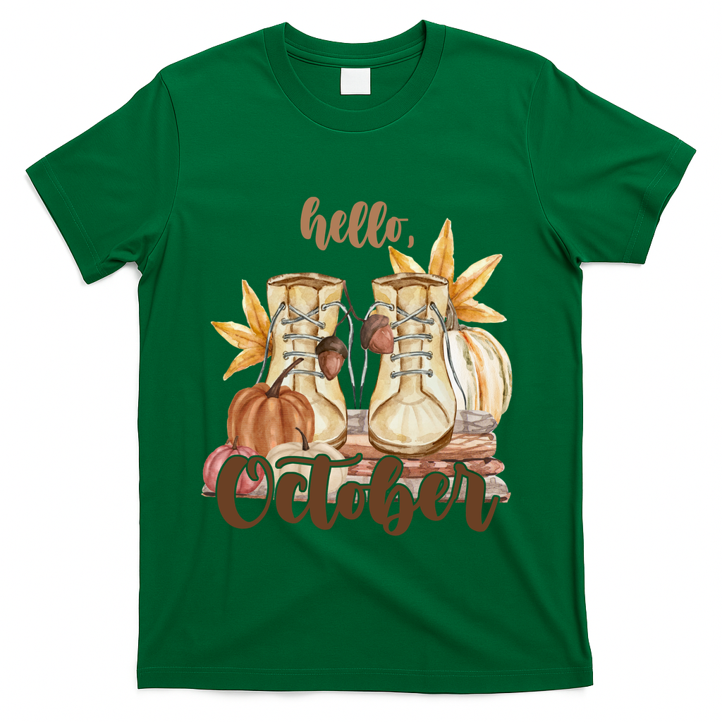 Hello October Fall Lover T-Shirt - Green