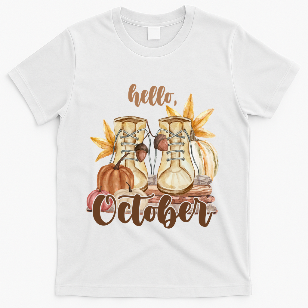 Hello October Fall Lover T-Shirt - White