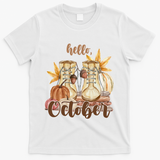 Hello October Fall Lover T-Shirt - White