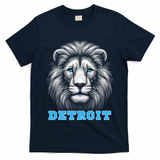 Head Of Lion With Blue Eyes Detroit Michigan Football Fan T-Shirt