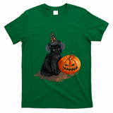 Halloween Pumpkin Black Cat T-Shirt - Irish Green