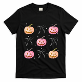 Halloween Pumpkin Black Bows Cute T-Shirt - Black
