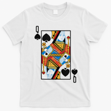 Halloween Playing Card Costume QUEEN Of SPADES T-Shirt - White