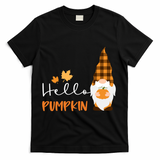 Hello Pumpkin Cute Gnome Fall Autumn T-Shirt - Black