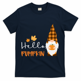 Hello Pumpkin Cute Gnome Fall Autumn T-Shirt - Navy