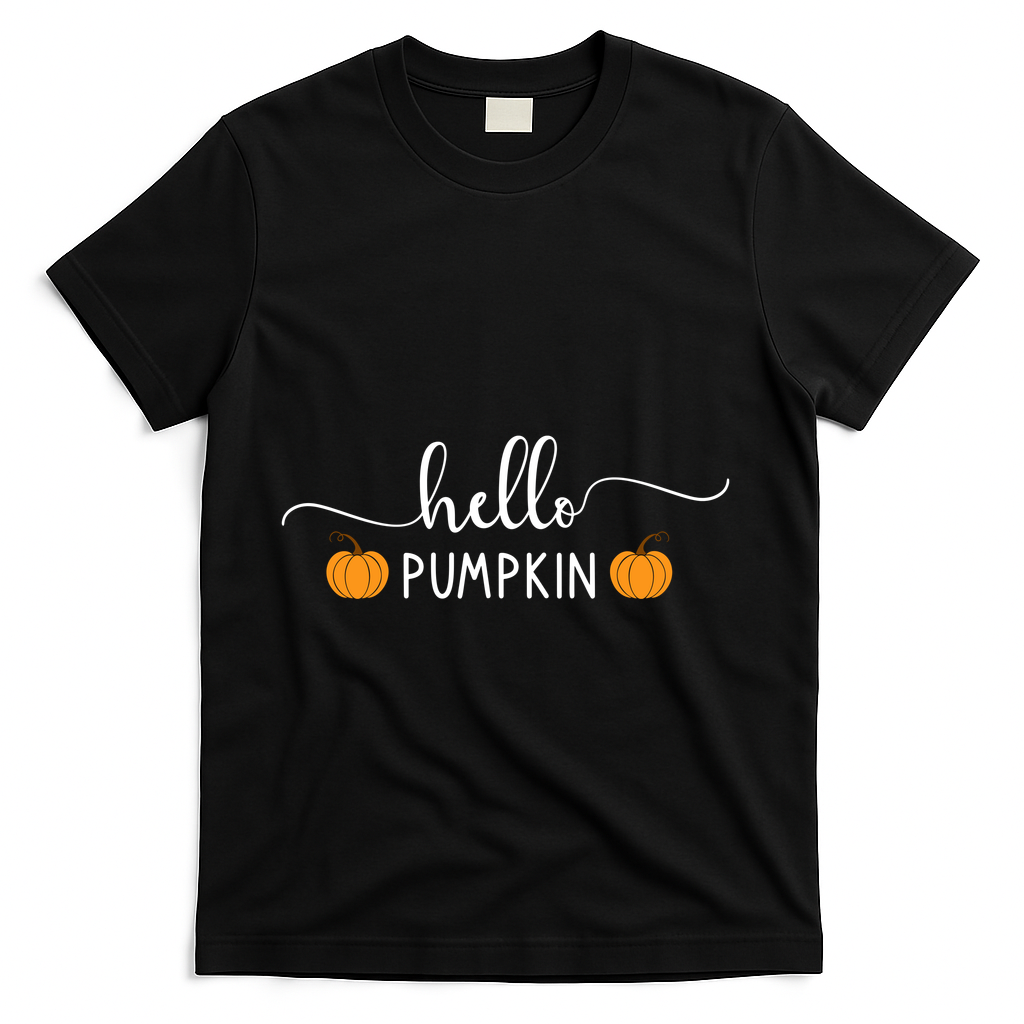 Hello Pumpkin Cute Fall T-Shirt - Black