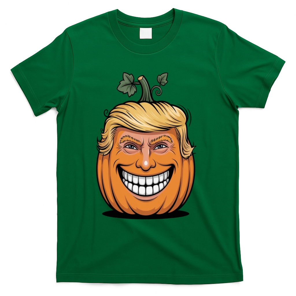Halloween Pumpkin Donald Trump Funny T-Shirt - Green