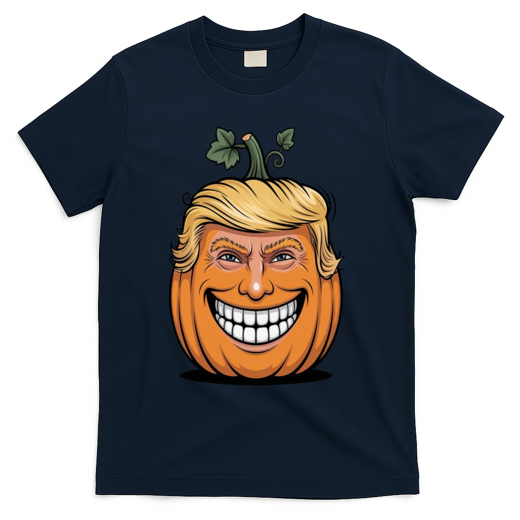 Halloween Pumpkin Donald Trump Funny T-Shirt - Navy