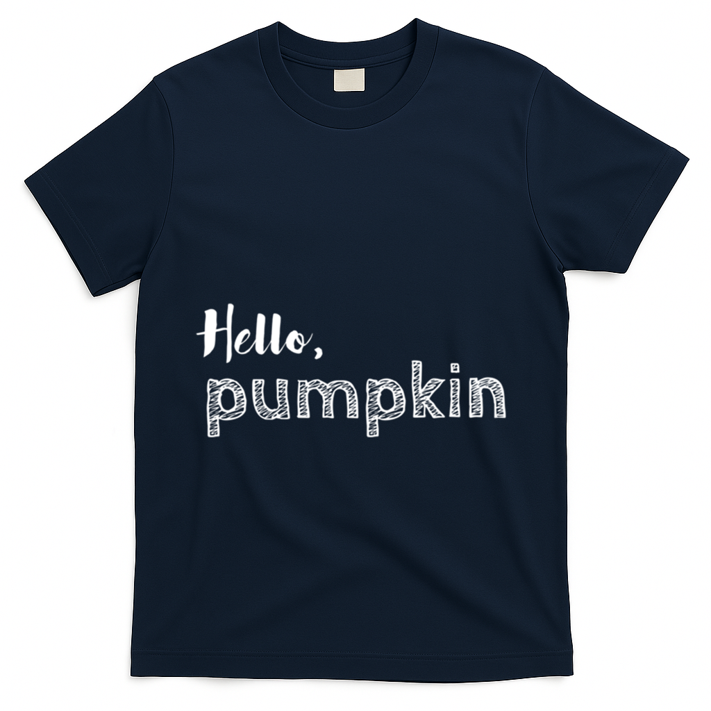 Hello Pumpkin Fall Inspired Autumn Gift T-Shirt - Navy