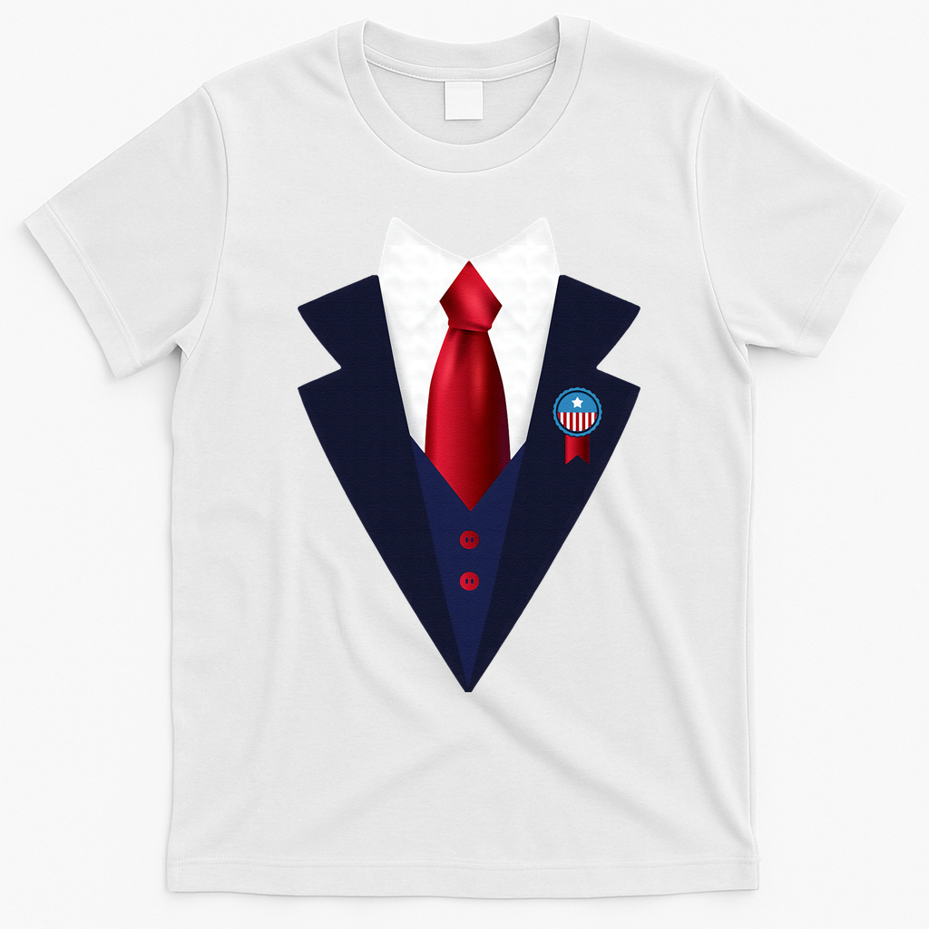 Halloween President Politician Suit Costume Trump T-Shirt - White