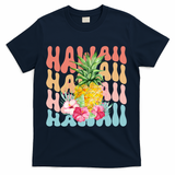 Hawaii Pineapple Summer Groovy Retro T-Shirt - Navy