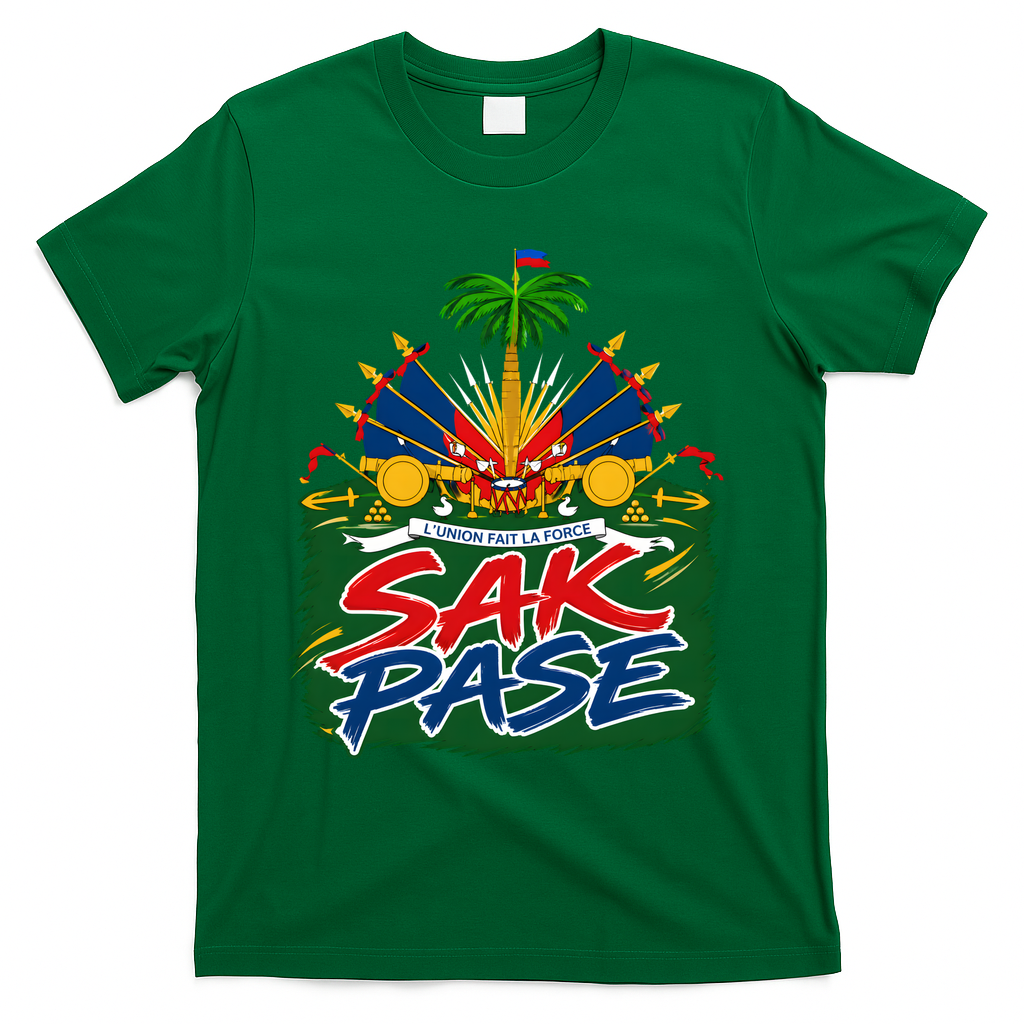 Haitian Pride Sak Pase L’Union Fait La Force T-Shirt - Green